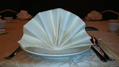 fan with stand napkin folding|fan napkin folding steps.